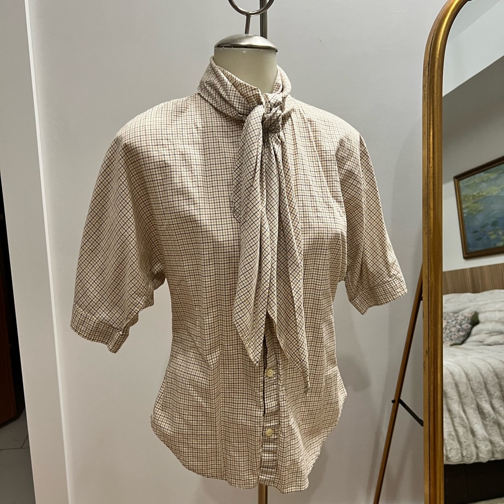 Ralph Lauren Beige Checkered Blouse